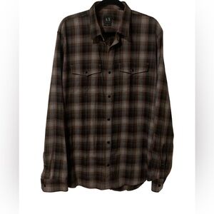 Armani Exchange Checkered Shirt in Brown and Black 100% Cotton NWOT.